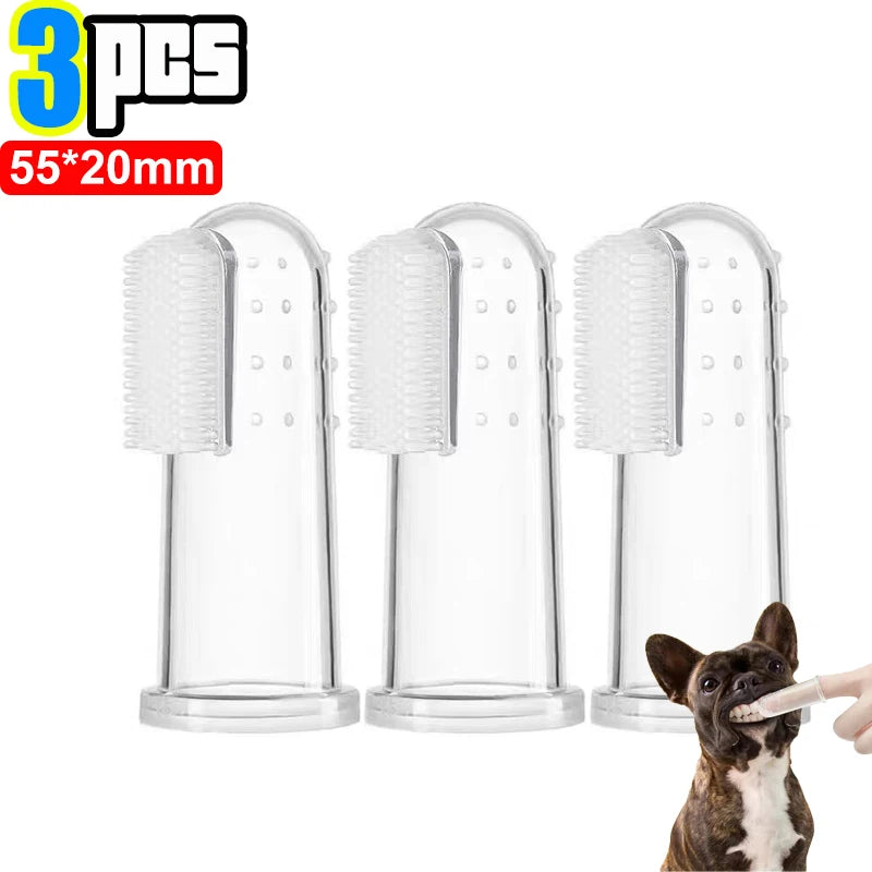 Silicone Soft Pet Finger Cuff Toothbrushes Dog Brush Bad Breath