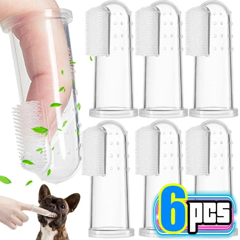 Silicone Soft Pet Finger Cuff Toothbrushes Dog Brush Bad Breath