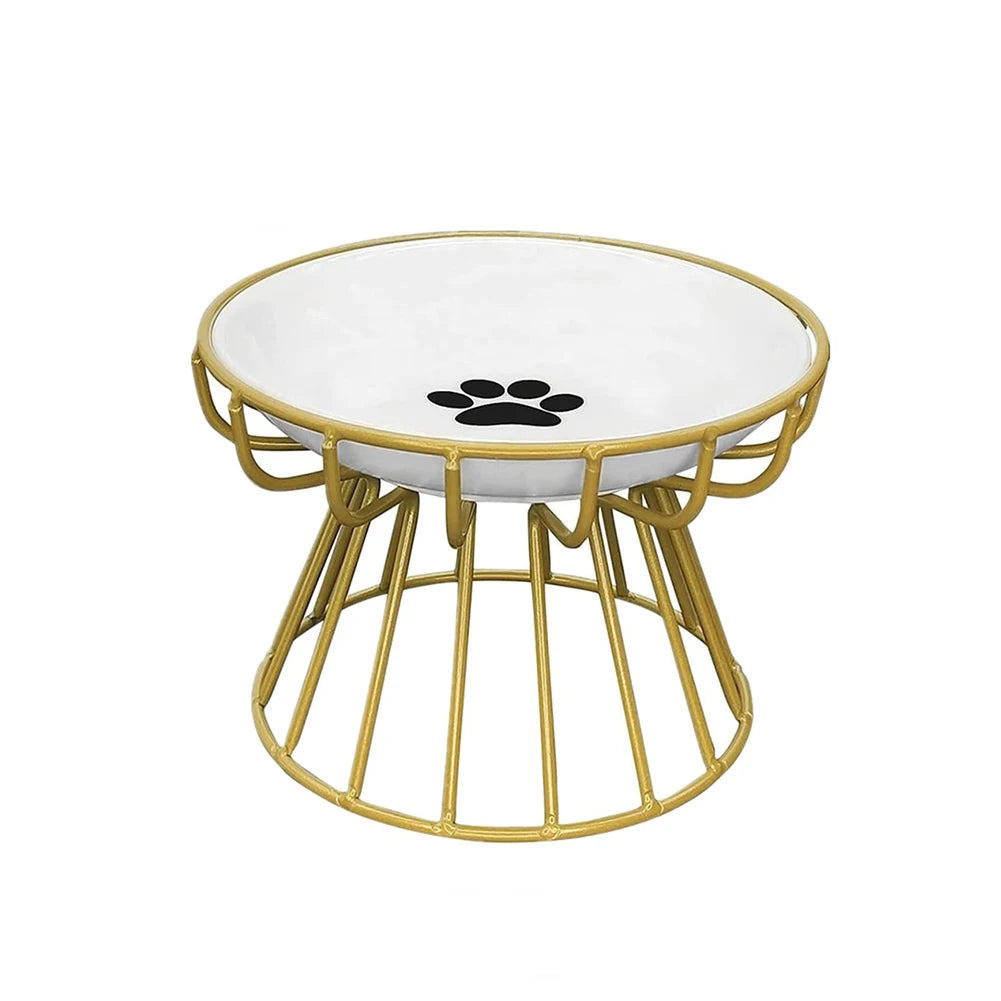 1 Set Pet Ceramic Bowl Iron Rack Cat Food Snacks