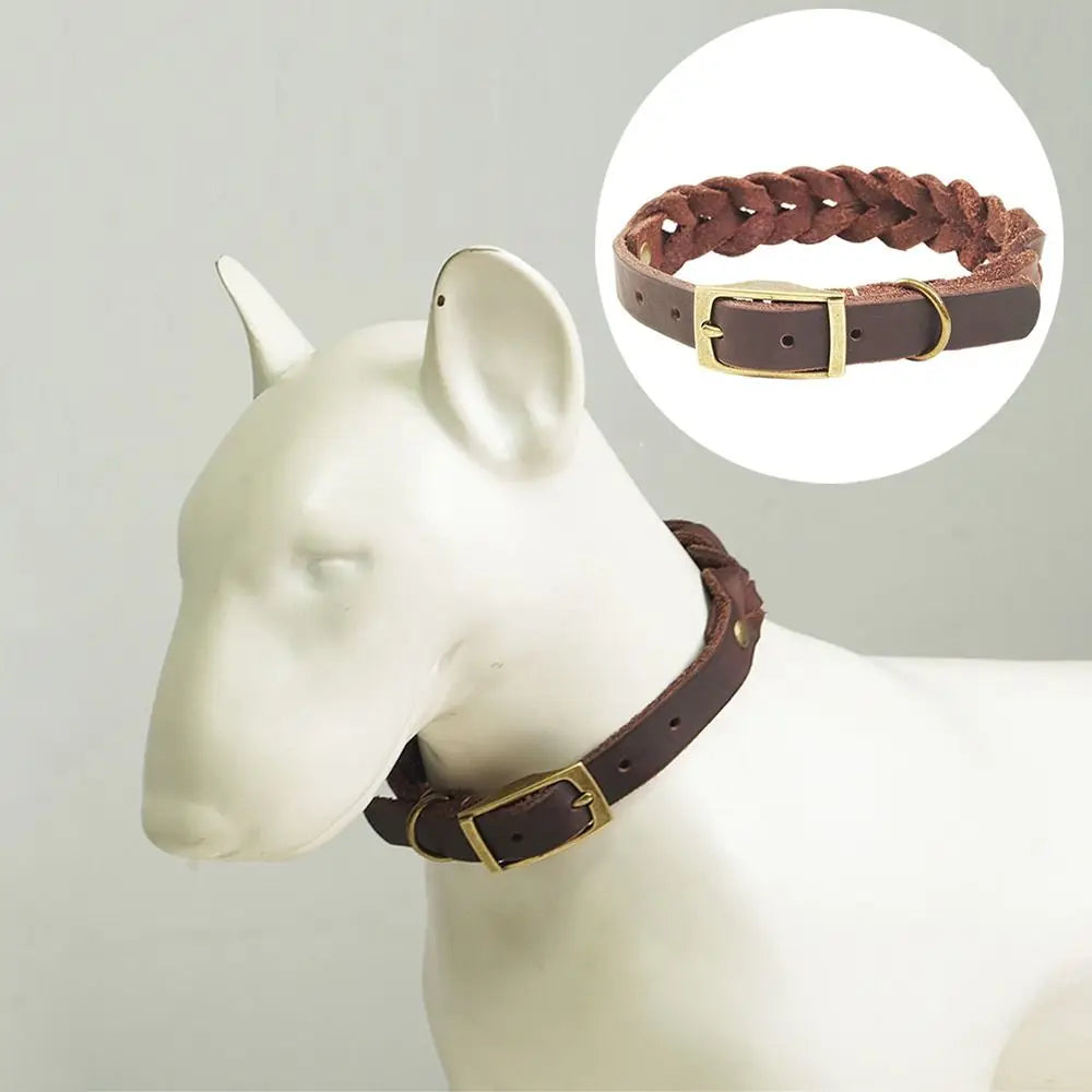 Vintage Braided Dog Collar Heavy Duty Handmade