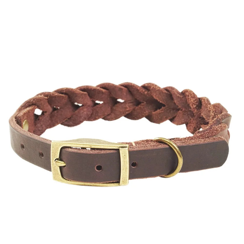 Vintage Braided Dog Collar Heavy Duty Handmade