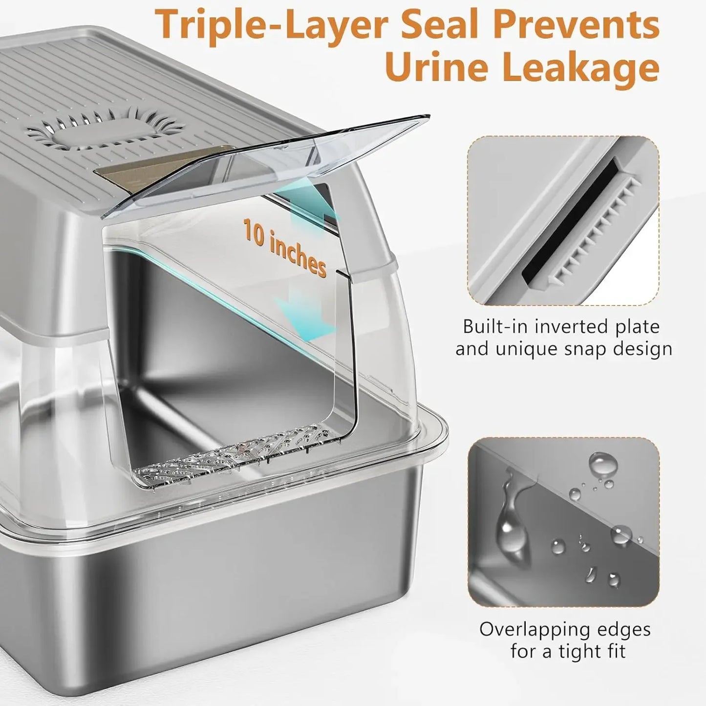 Stainless Steel Cat Litter Box with Lid, XL Extra Large
