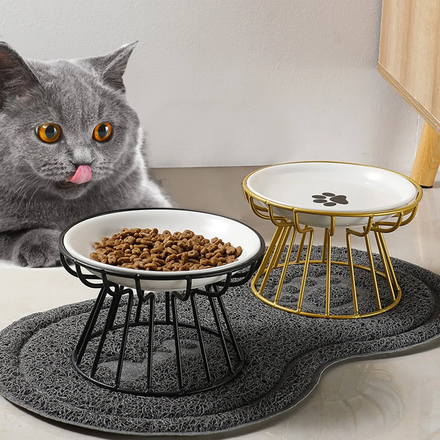 Bowls Ceramic Food Bowl with Stand for Kitten Food Water Feeding
