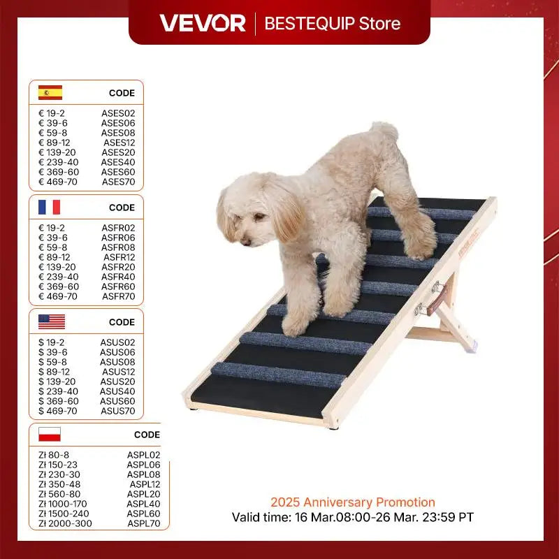 VEVOR Dog Ramp Folding Ladder Anti-slip High Adjustable Wooden