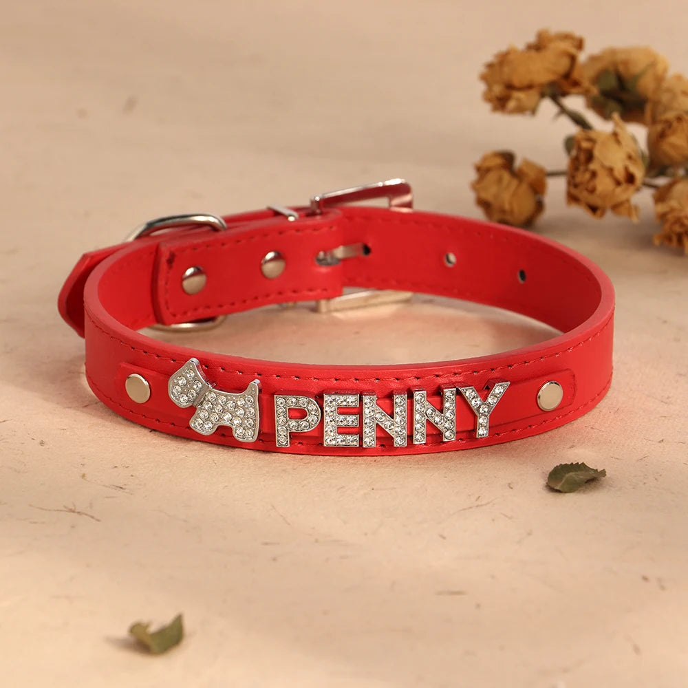 Personalized Dog Name Collar Bling Rhinestone Puppy