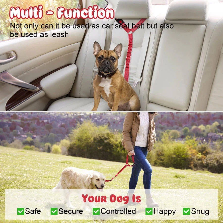 car seat belt dog leash with buffer elastic reflective safety rope leash dog rope