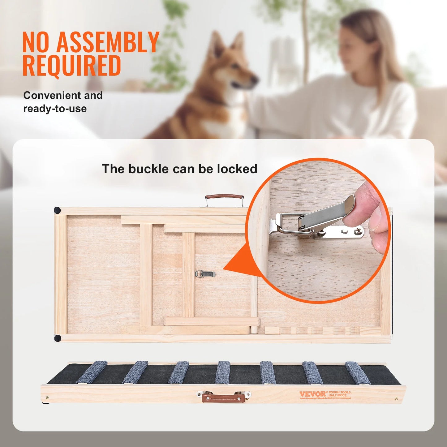 VEVOR Dog Ramp Folding Ladder Anti-slip High Adjustable Wooden