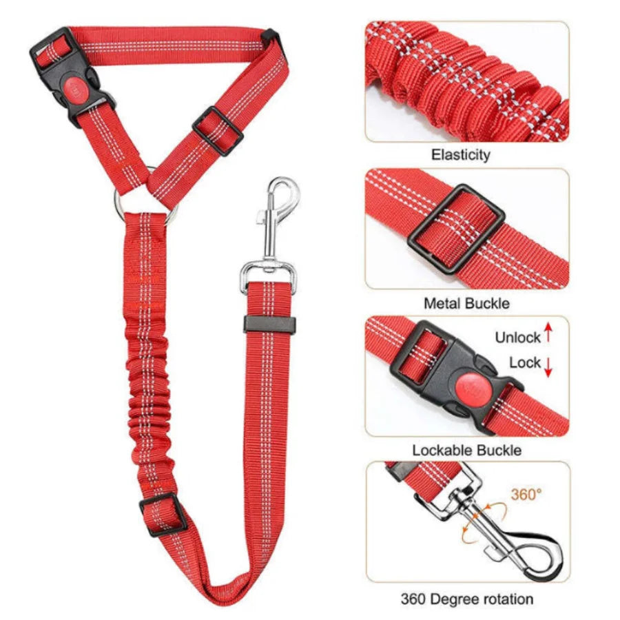 car seat belt dog leash with buffer elastic reflective safety rope leash dog rope