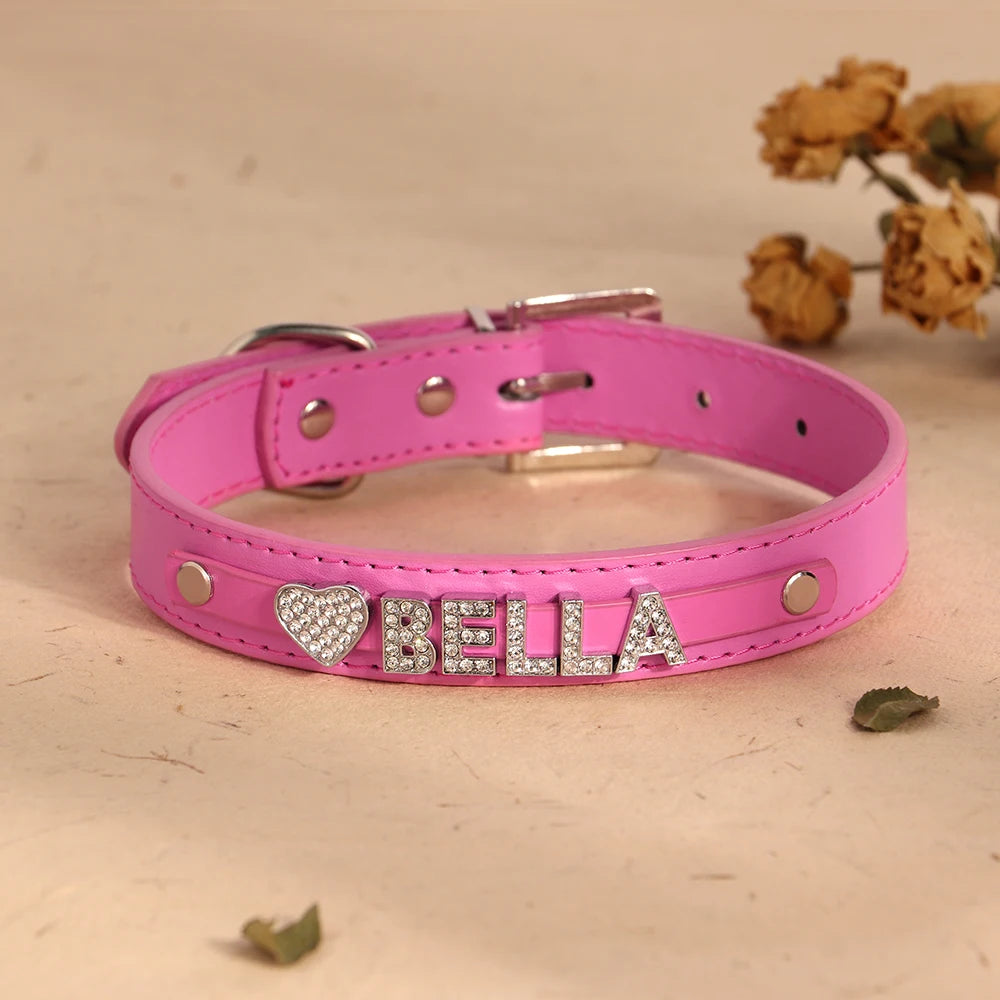 Personalized Dog Name Collar Bling Rhinestone Puppy