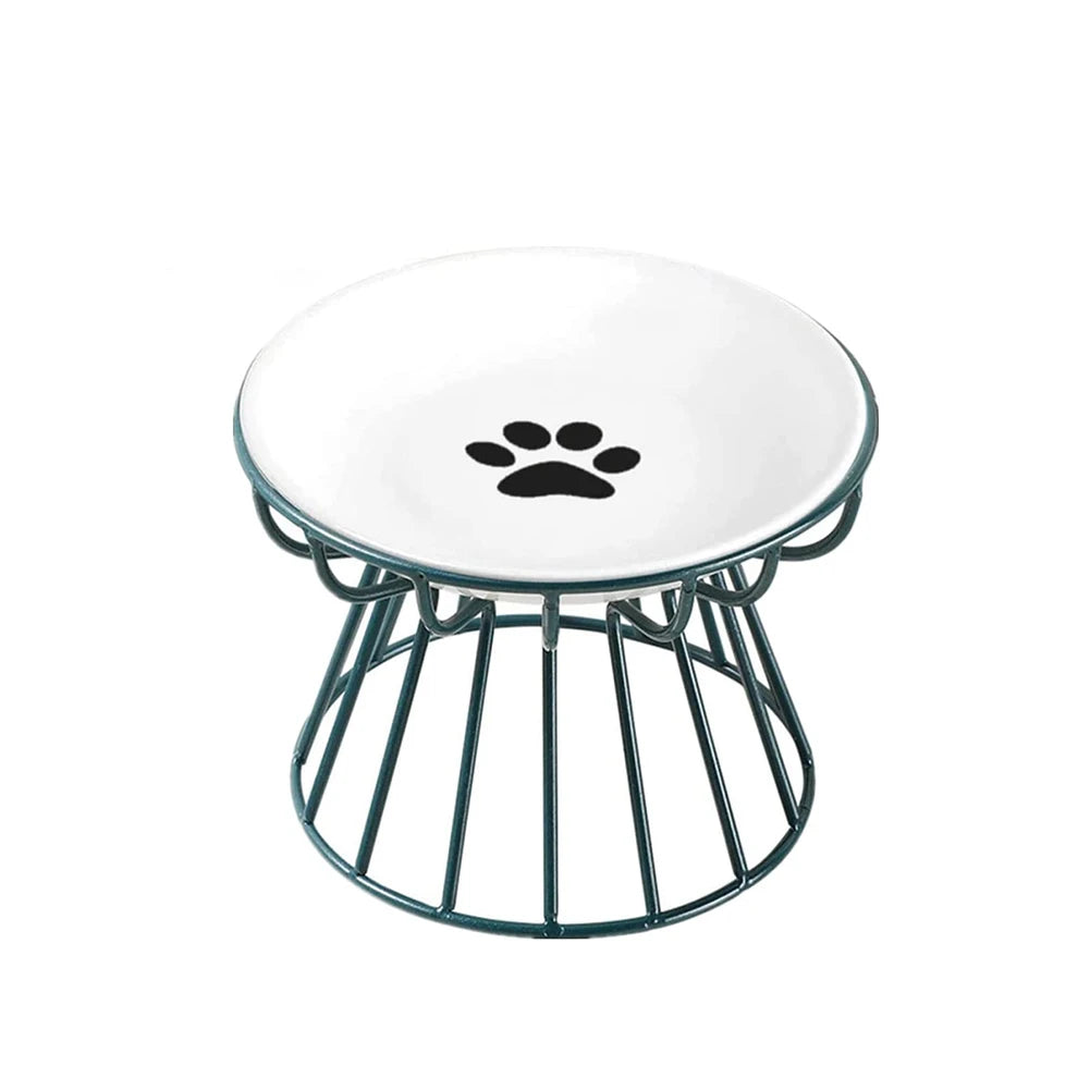 1 Set Pet Ceramic Bowl Iron Rack Cat Food Snacks