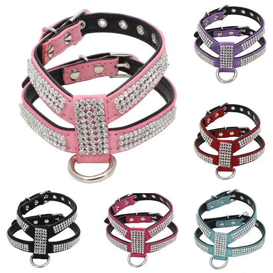 Leash Bling Rhinestone Exquisite Crystal Diamond Dog Collar Supplies